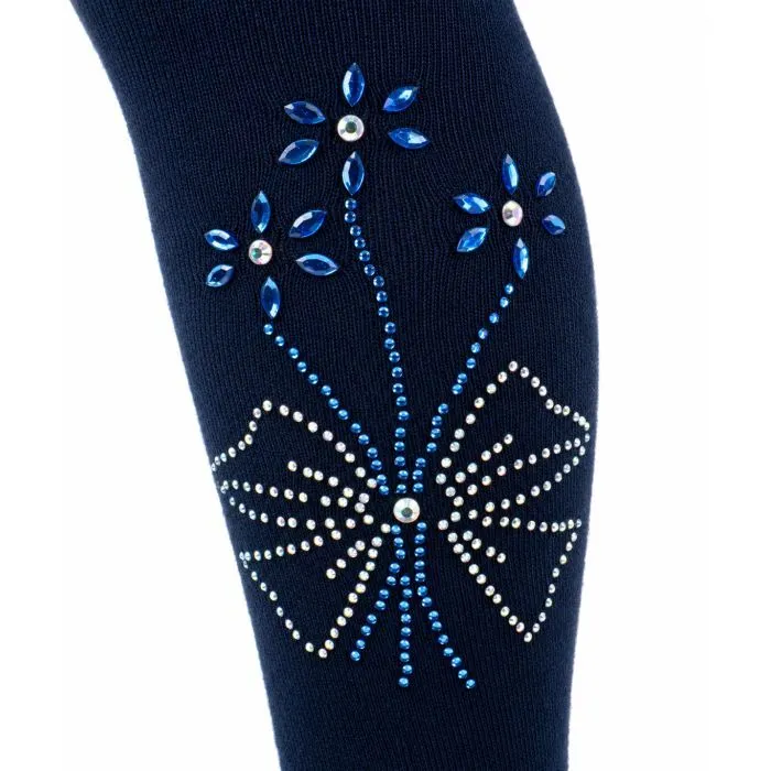 Колготки детские BNM с цветами из страз (M0C0302-1163-11G-blue) изображение 2