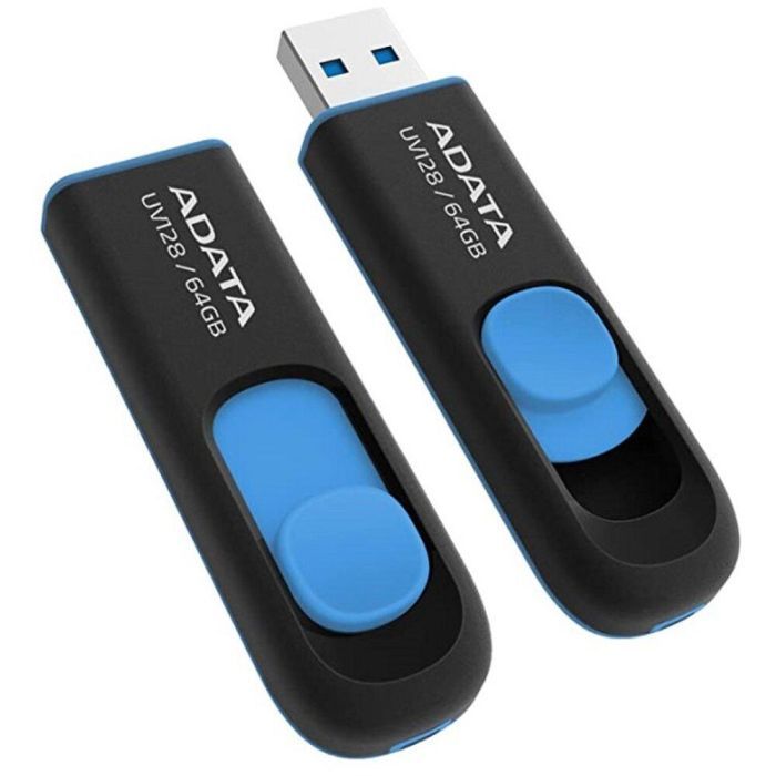 USB флеш накопитель ADATA 64Gb UV128 black-blue USB 3.0 (AUV128-64G-RBE)