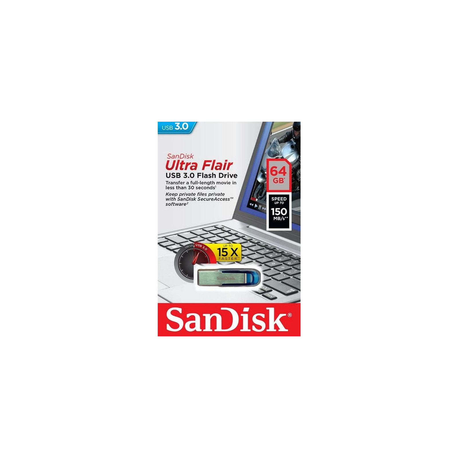 USB флеш накопитель SanDisk 64GB Flair USB 3.0 (SDCZ73-064G-G46) изображение 6