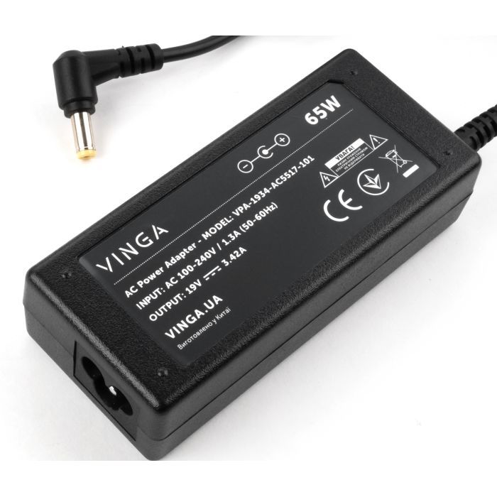 Блок питания к ноутбуку Vinga ACER 65W 19V 3.42A 5.5*1.7 (VPA-1934-AC5517-101) изображение 3