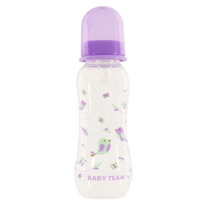 Бутылочка для кормления Baby Team с силиконовой соской 250 мл 0+ белая (1121_белый)