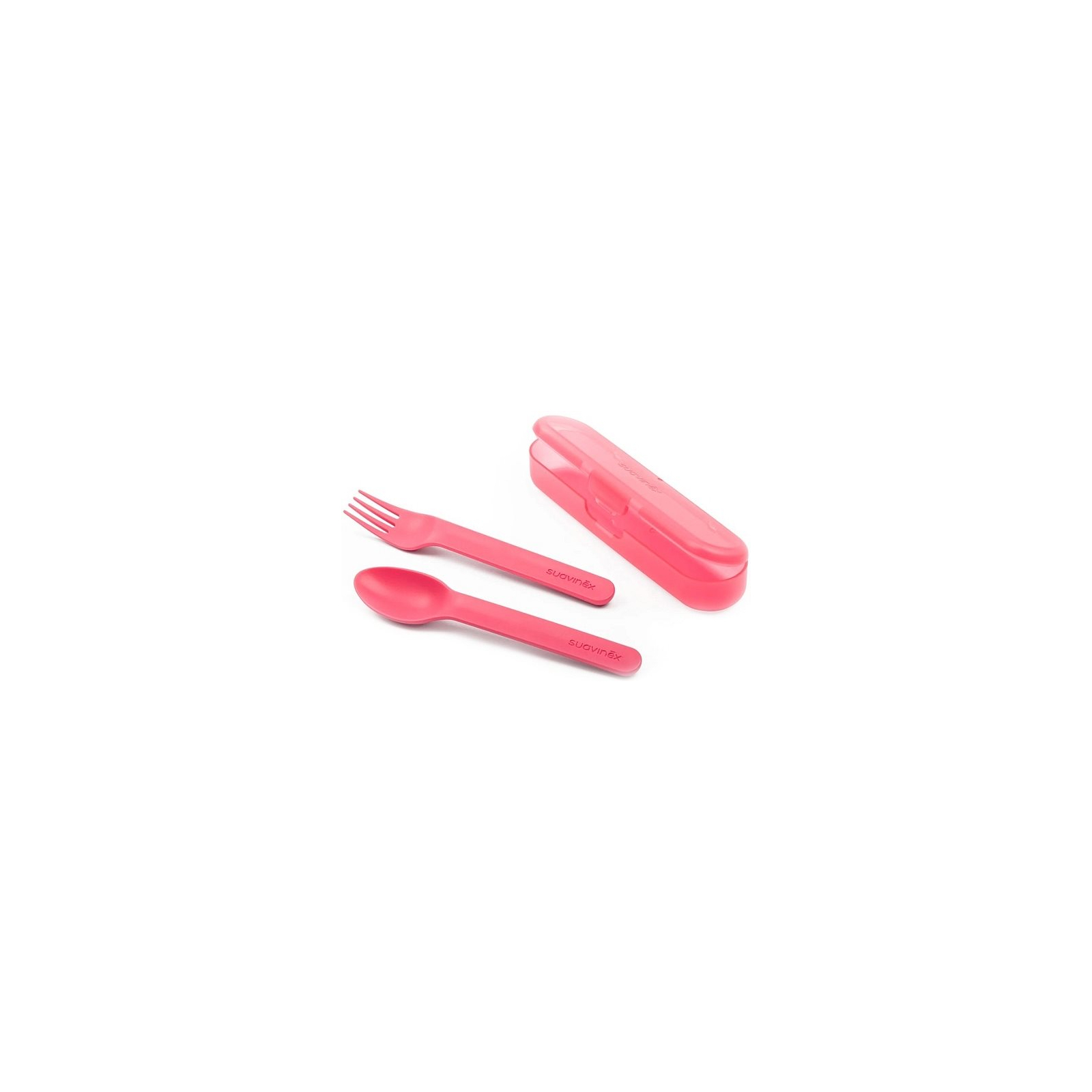 Набор детской посуды Suavinex Столовые приборы в футляре розовый (400789)