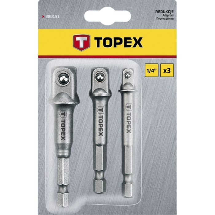 Адаптер для інструменту Topex для торцевих головок, набір 1/2,1/4,3/8 (38D151) зображення 2