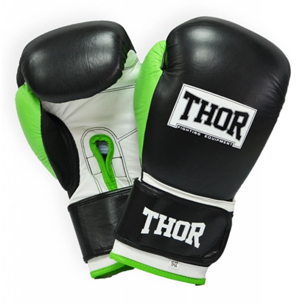 Боксерские перчатки Thor Typhoon 12oz Black/Green/White (8027/01(Leather) B/GR/W 12 oz.)