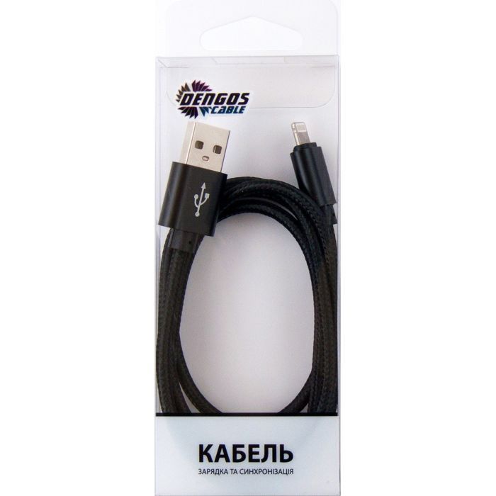 Дата кабель USB 2.0 AM to Lightning 1.0m black Dengos (NTK-L-MT-BLACK) изображение 3