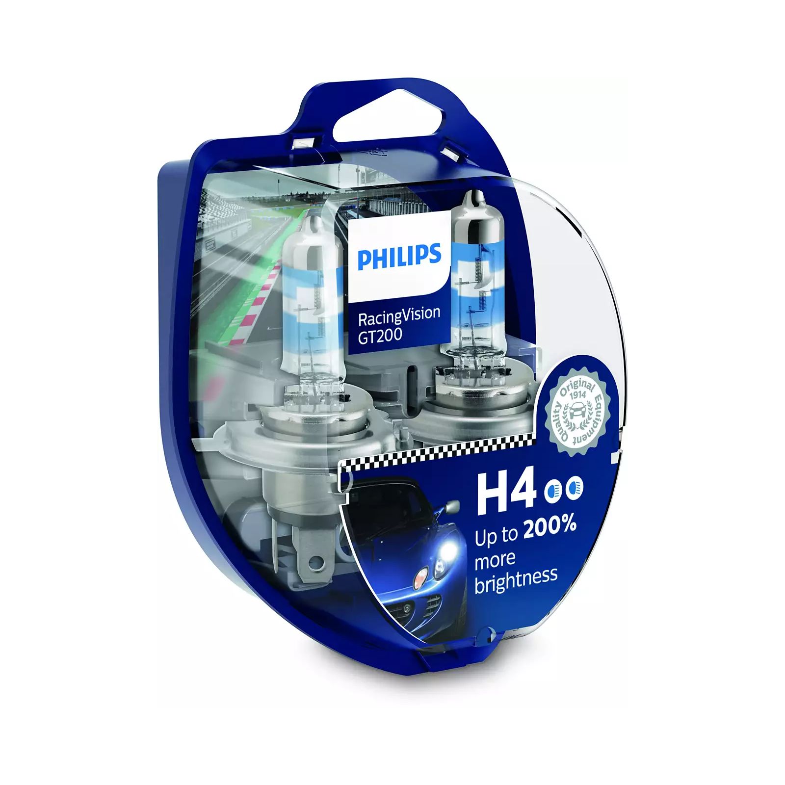 Автолампа Philips H4 RACING VISION +200%, 2 шт блістер (12342RGTS2)ціни ...