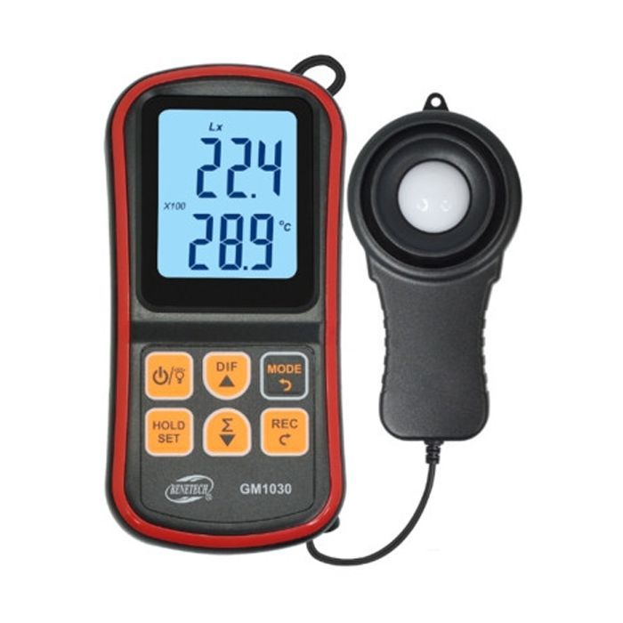 Вимірювач освітленості Benetech цифровий + термометр, USB (GM1030C)