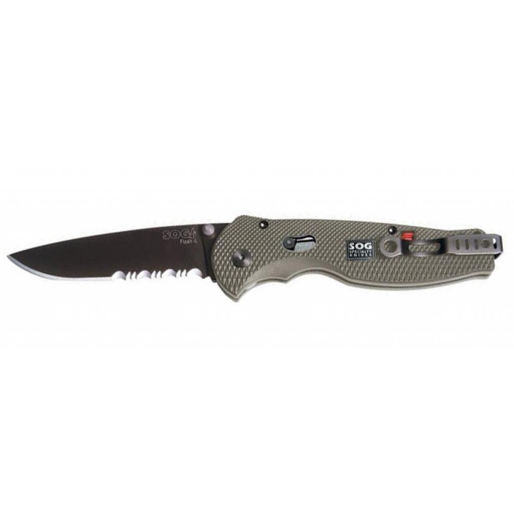 Нож SOG Flash II Black Blade серрейтор Olive (STGFSA-98)