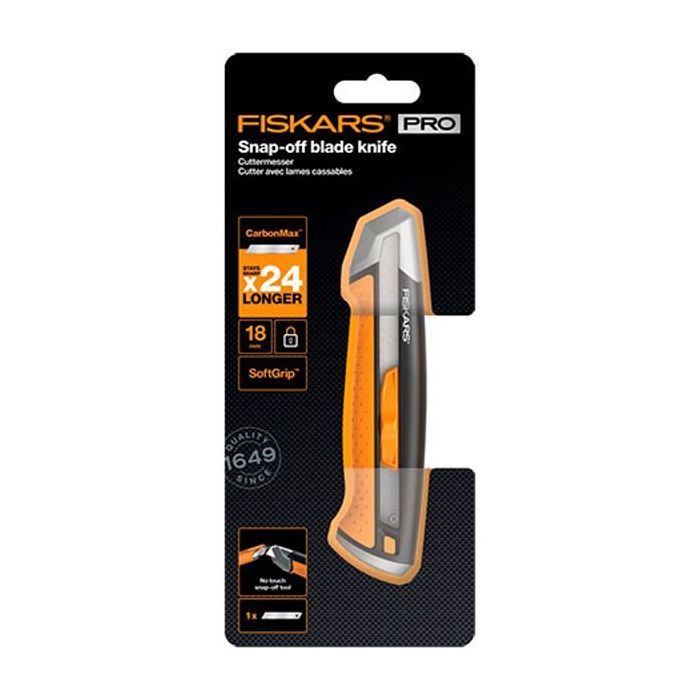 Ніж монтажний Fiskars CarbonMax Snap-Off Knife 18 мм (1027227) зображення 2