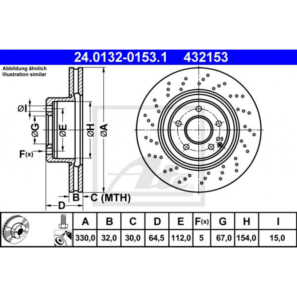 Тормозной диск ATE 24-0132-0153-1-02