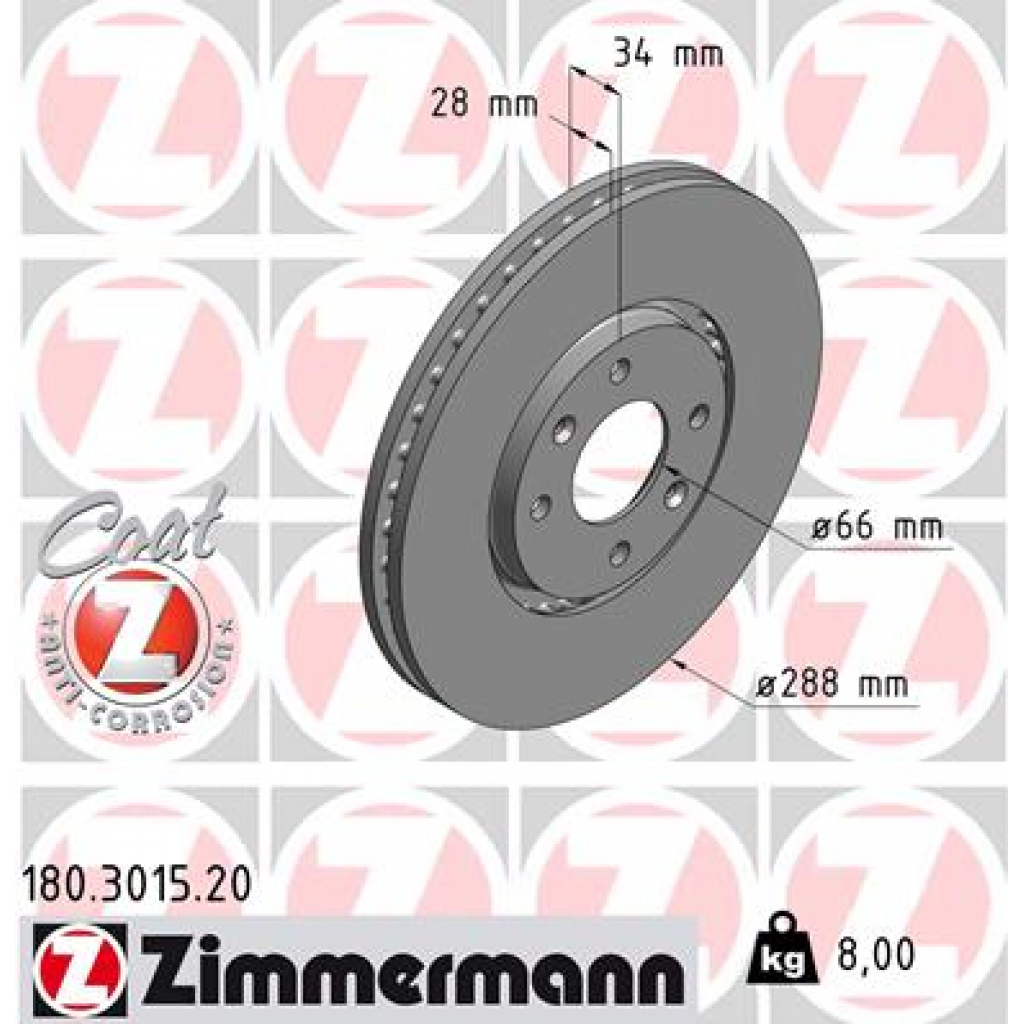 Гальмівний диск ZIMMERMANN 180.3015.20