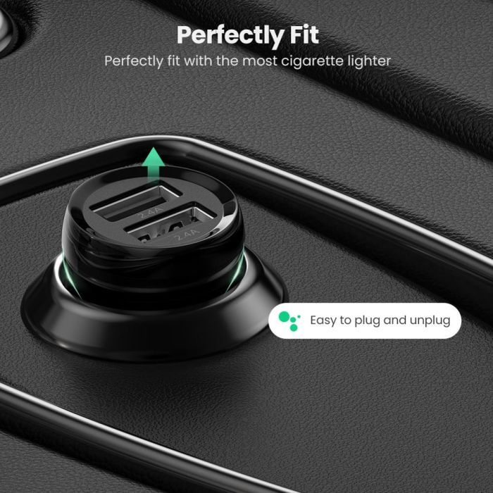 Зарядное устройство Ugreen ED018 24W 2xUSB Car Charger (Black) (50875) изображение 3