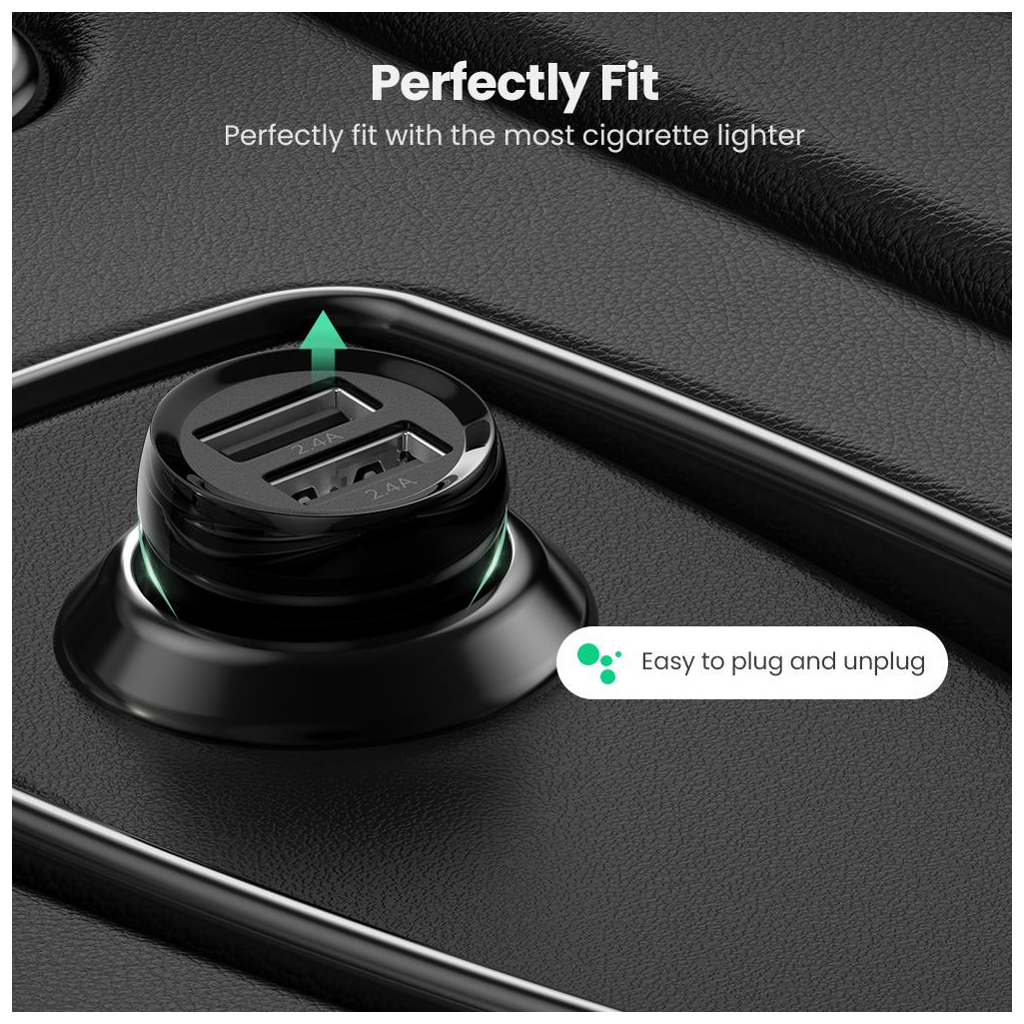 Зарядное устройство Ugreen ED018 24W 2xUSB Car Charger (Black) (50875) изображение 3