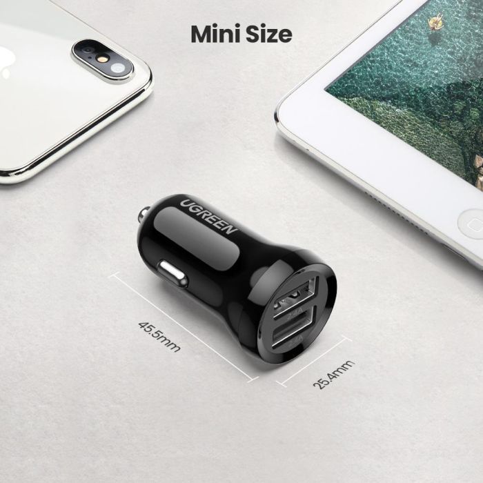 Зарядное устройство Ugreen ED018 24W 2xUSB Car Charger (Black) (50875) изображение 5