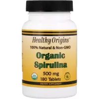 Травы Healthy Origins Органическая Спирулина, Organic Spirulina, 500 мг, 180 табл (HO88235)
