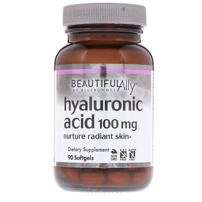 Витаминно-минеральный комплекс Bluebonnet Nutrition Гиалуроновая Кислота 100 мг, Beautiful Ally, 90 желатиновых (BLB-01512)