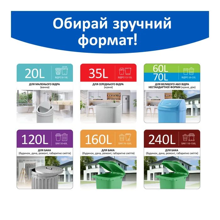 Пакети для сміття Фрекен БОК Стандарт із затяжкою Фіолетові 35 л 70 шт. (4823071637991) зображення 3