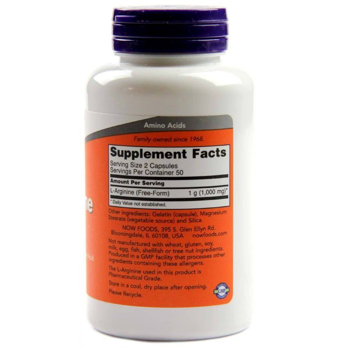 Аминокислота Now Foods L-Аргинин, L-Arginine, 500 мг, 100 капсул (NOW-00030) изображение 2