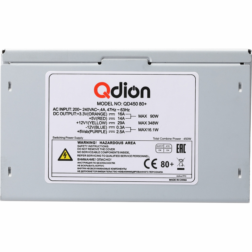 Блок питания Qdion 450W (QD450 80+) изображение 2