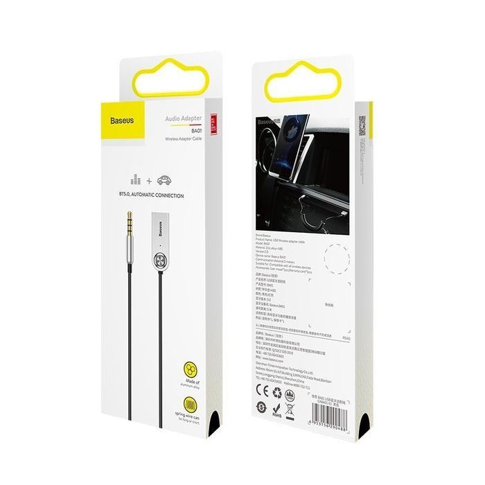 FM модулятор Baseus Bluetooth Audio Adapter AUX/USB with mic (CABA01-01) Black (CABA01-01)