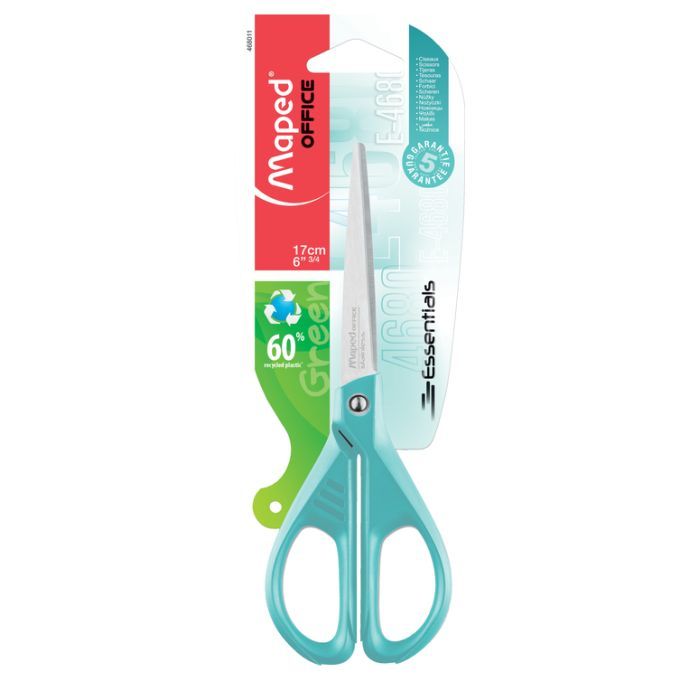 Ножницы Maped ESSENTIALS GREEN 170мм, блистер, голубой (MP.468011)
