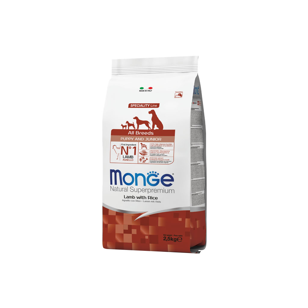 Сухой корм для собак Monge Dog All breeds Puppy&Junior со вкусом ягненка и риса 800 г (8009470011259)