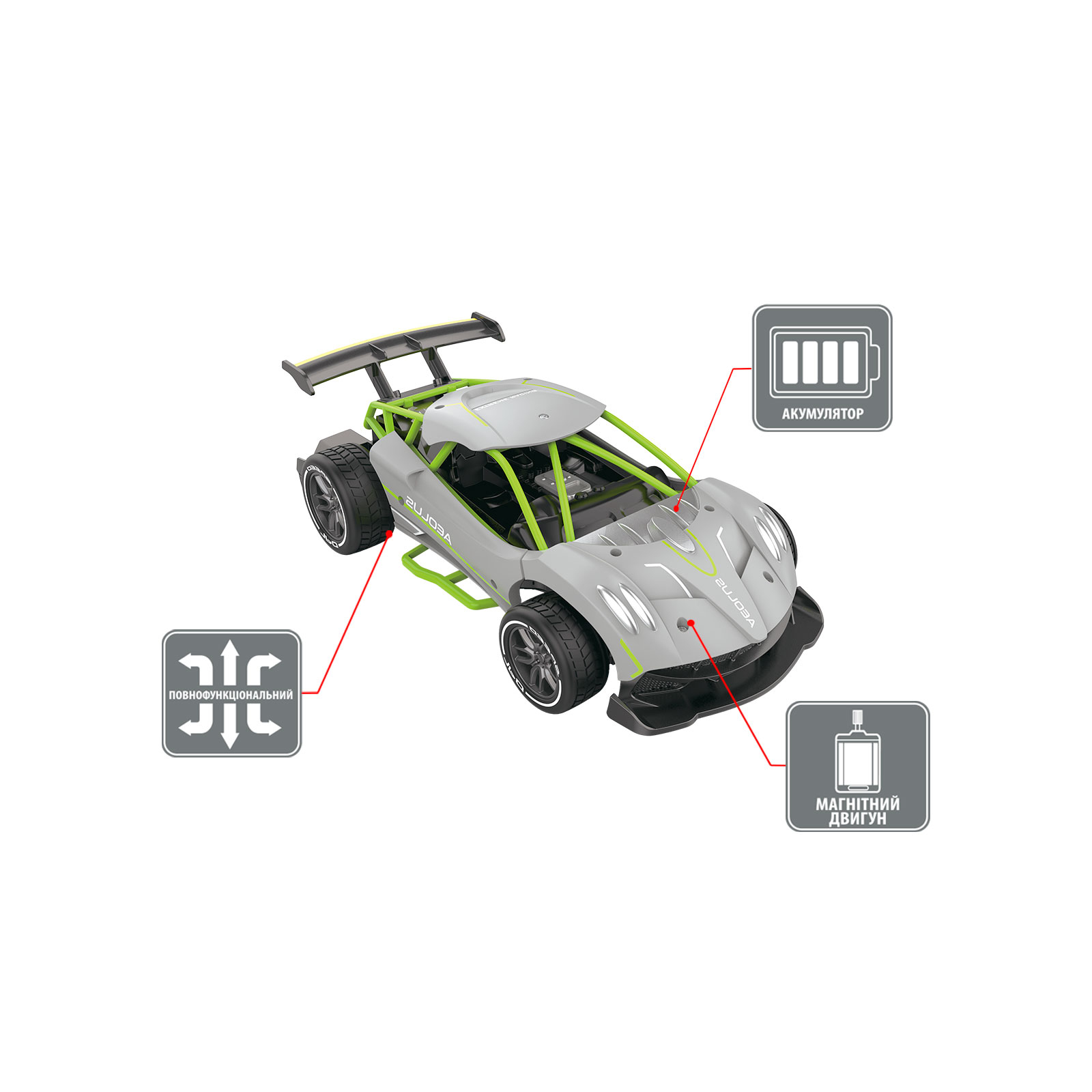 Радіокерована іграшка Sulong Toys Speed racing drift – Aeolus (сірий, 1:16) (SL-284RHG) зображення 3