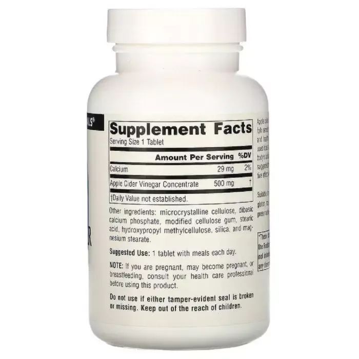 Трави Source Naturals Яблучний Оцет, 500мг, Apple Cider Vinegar, 90 таблеток (SN1355) зображення 2