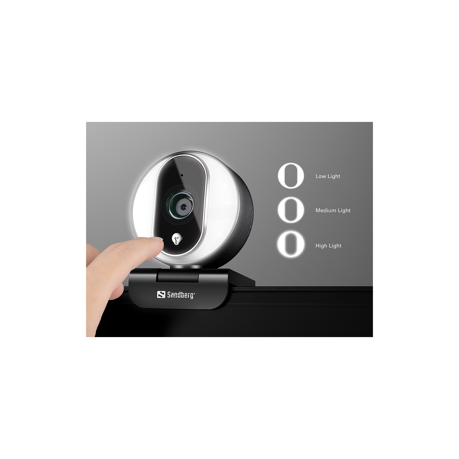 Веб-камера Sandberg Streamer Webcam Pro Full HD Autofocus Ring Light Black (134-12) изображение 4