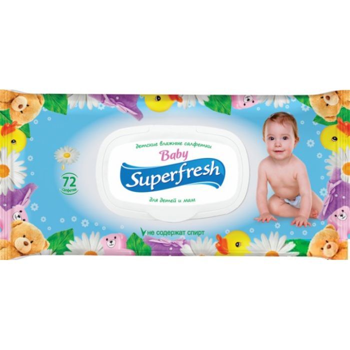 Детские влажные салфетки Superfresh Baby chamomile с клапаном 72 шт (4820048488044)
