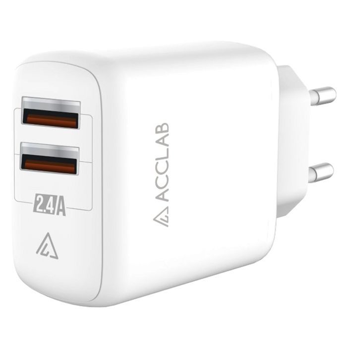 Зарядное устройство ACCLAB AL-TC224 2хUSB 5В/2,4A/12W (1283126538834)