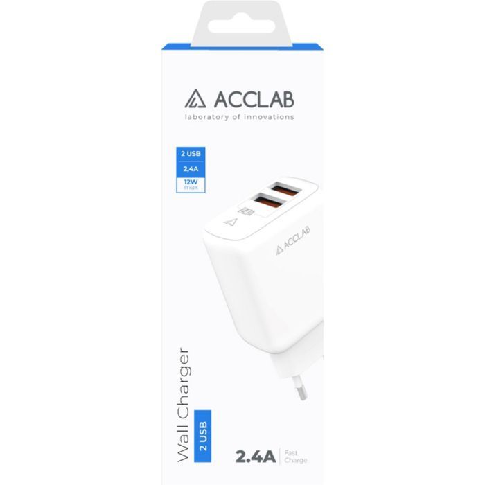Зарядное устройство ACCLAB AL-TC224 2хUSB 5В/2,4A/12W (1283126538834) изображение 2