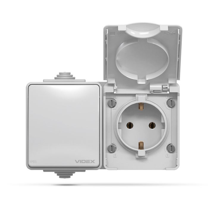 Выключатель Videx BINERA IP65 наружная 1ая с заземлением (VF-BNW3-G) изображение 2