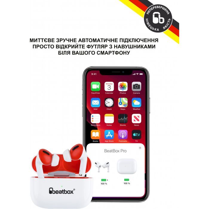Наушники BeatBox PODS PRO 1 Wireless Charging Black-Red (bbppro1wcbr) изображение 3