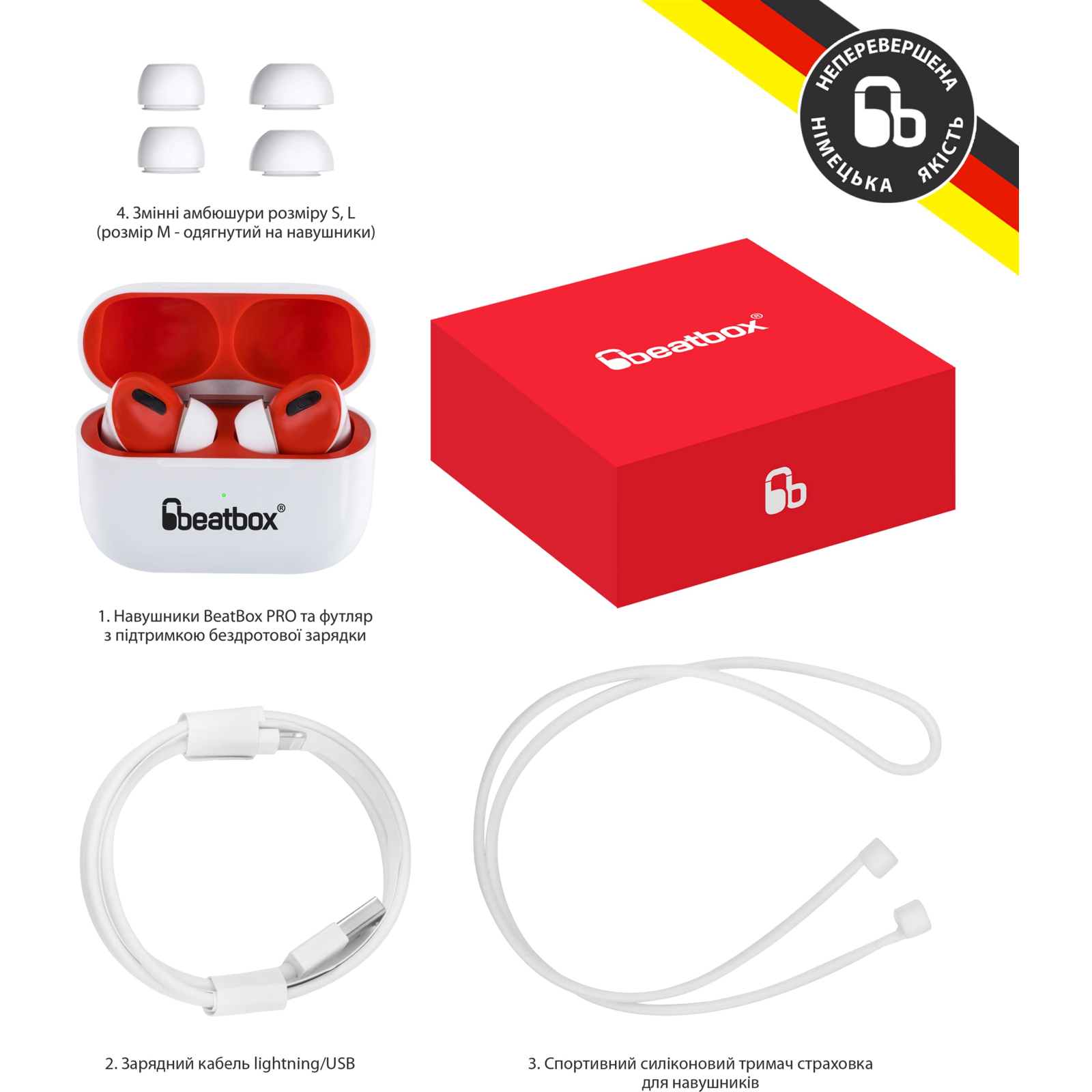 Наушники BeatBox PODS PRO 1 Wireless Charging Black-Red (bbppro1wcbr) изображение 6
