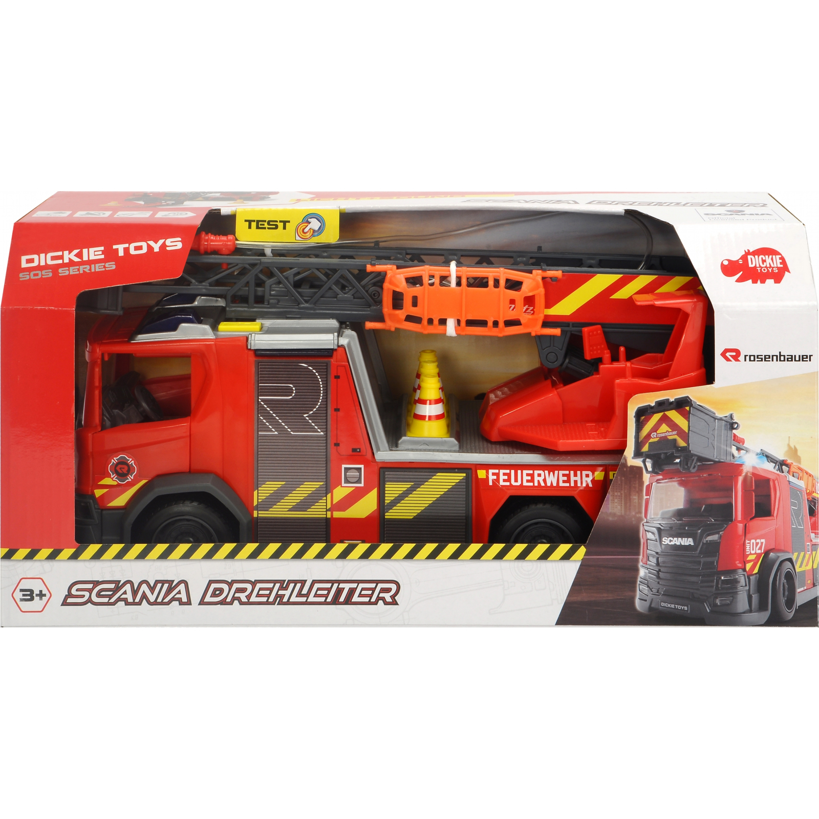 Спецтехника Dickie Toys Пожарная машина Скания с телескопической стремянкой, со звуком и световыми эффектами 35 см (3716017) изображение 6