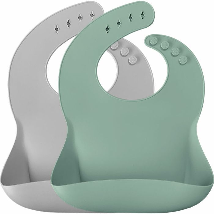 Слинявчик MinikOiOi силіконовий 100% Basics-Bib 2 шт (River Green/Powder Grey) (101020067)