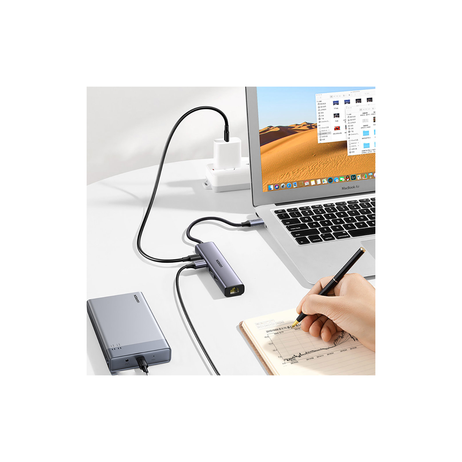 Концентратор Ugreen USB 3.0 Type-C to 3xUSB 3.0 + RJ45 1000M CM475 grey (20932) изображение 6