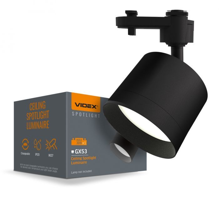Світильник Videx під лампу GX53 трековий Чорний (VL-SPF17C-B) зображення 2
