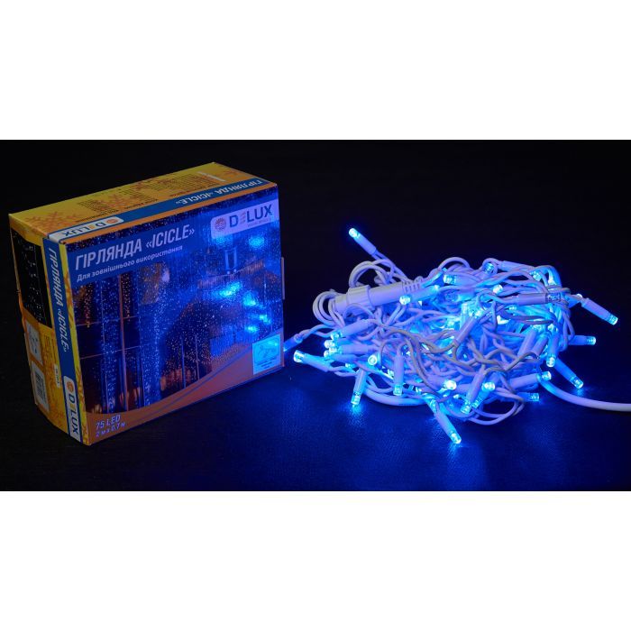 Гирлянда Delux ICICLE 75 LED 2 x 0.7 м IP44 EN Синий/белый (90016592) изображение 2
