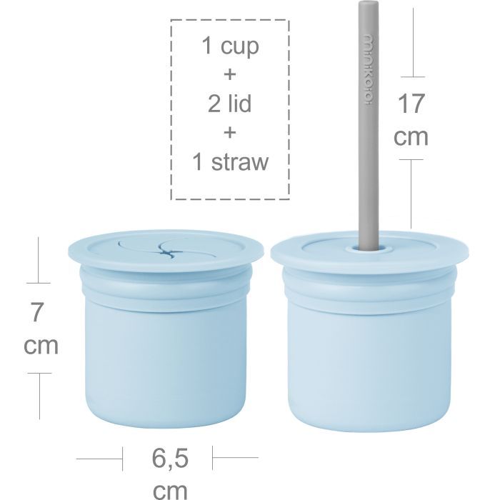 Поильник-непроливайка MinikOiOi Sip+Snack - Mineral Blue / Powder Grey (101100109) изображение 2