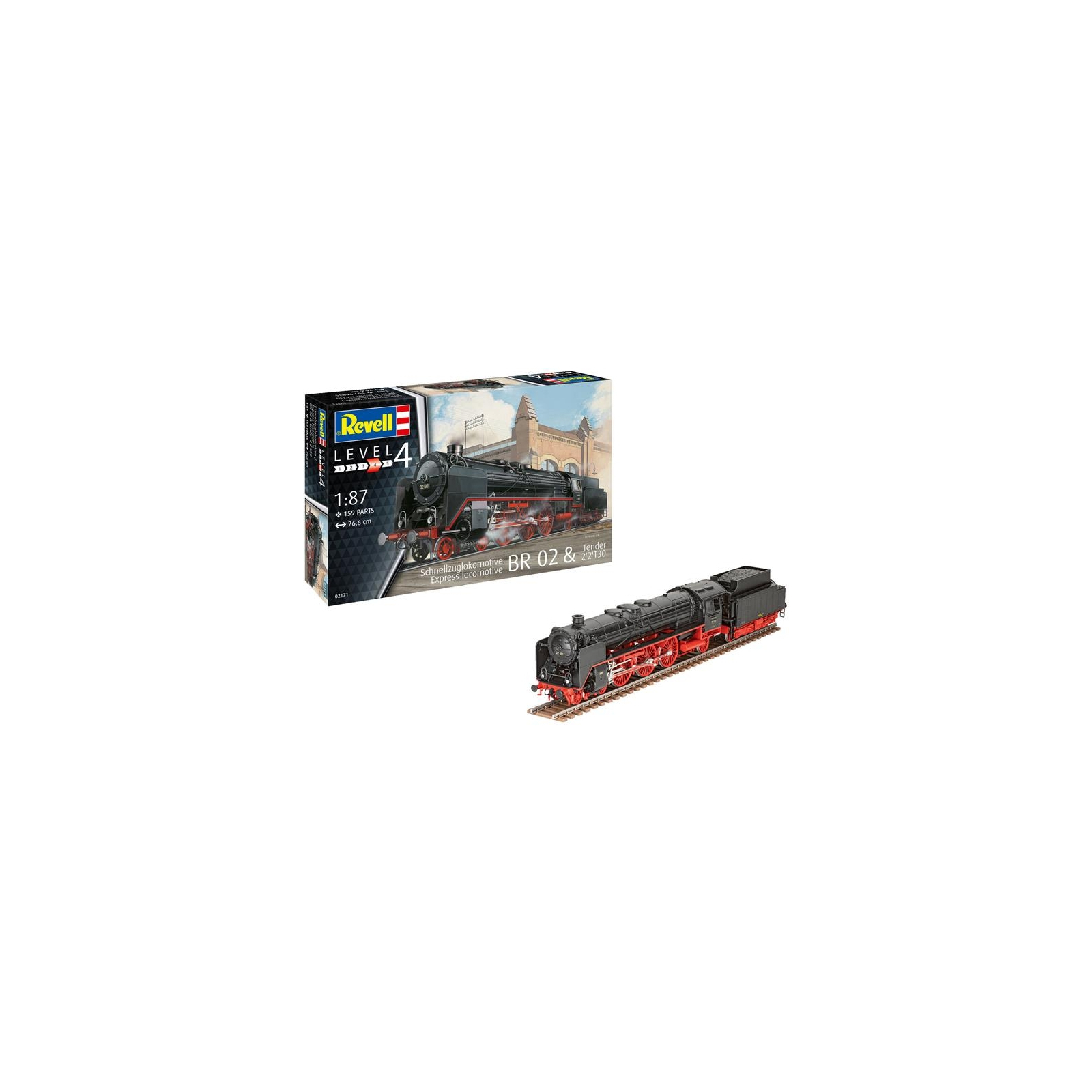 Сборная модель Revell Экспресс локомотив BR02 с тендером 2'2'T30 уровень 4 масштаб 1:87 (RVL-02171) изображение 2