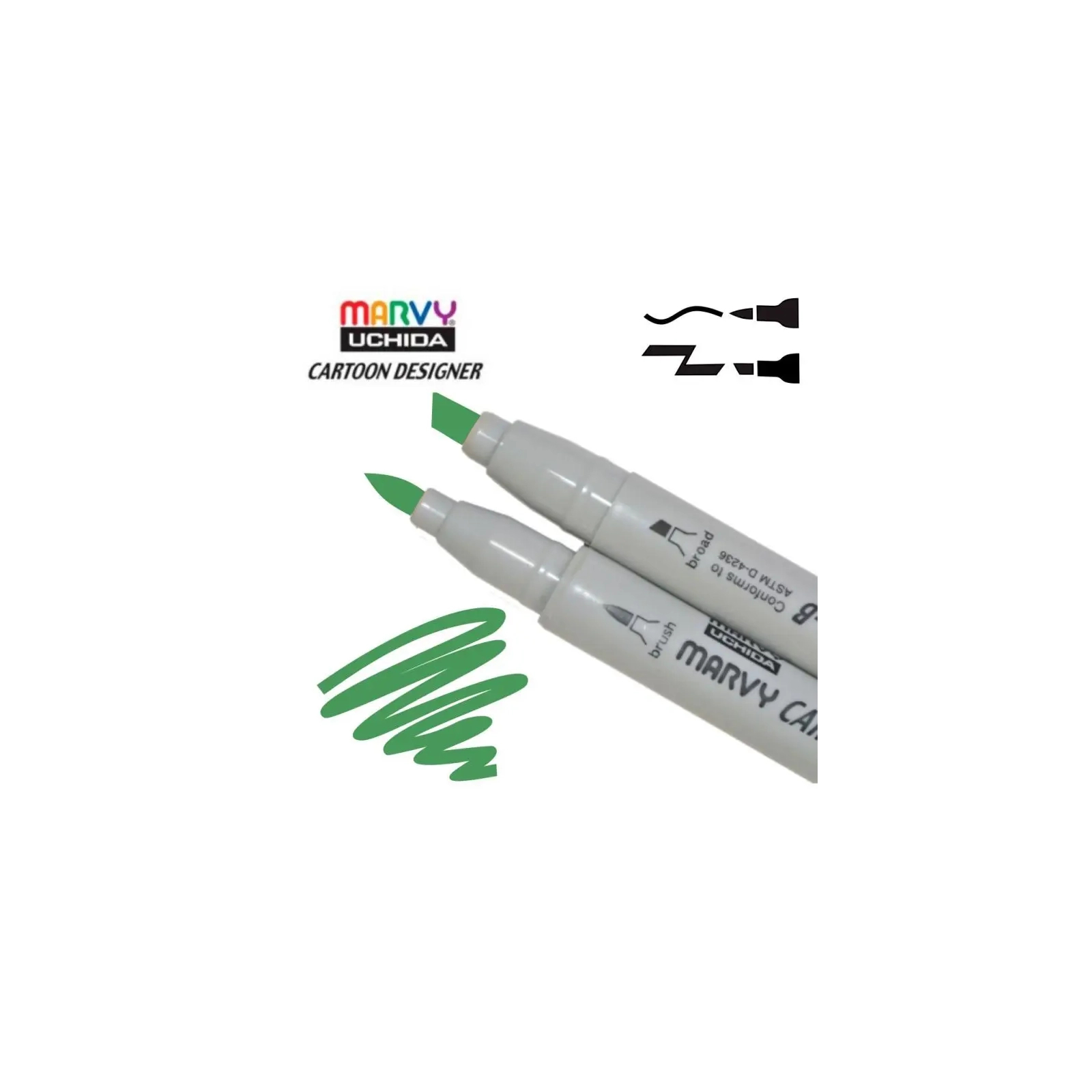 Художественный маркер Marvy двусторонний 1900B-S Зеленый (752481291049)