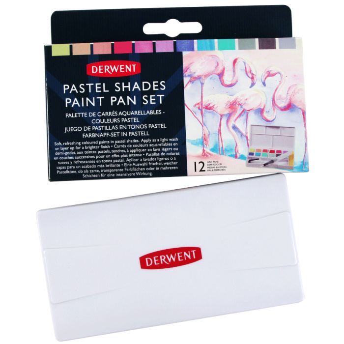 Художній набір Derwent Pastel Shades Paint Pan, 12 кольорів+пензель з резервуаром (5028252620338) зображення 2