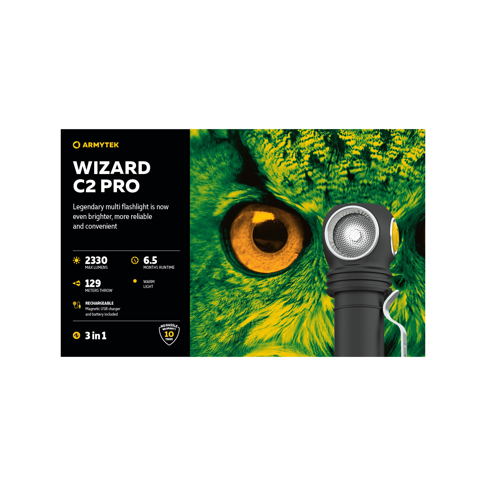 Фонарь Armytek Wizard C2 Pro Marnet USB Warm (F08701W) изображение 9