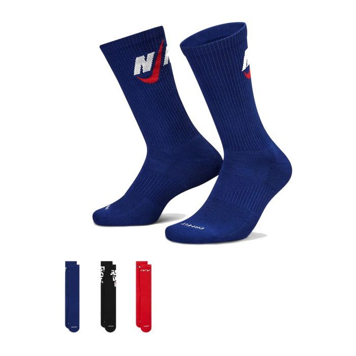 Шкарпетки Nike U NK EVERYDAY PLUS CUSH CREW DH3822-905 34-38 3 пари Чорний/Синій/Червонний (196148147346) зображення 3