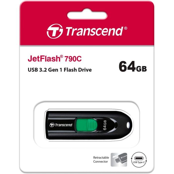 USB флеш накопичувач Transcend 64GB JetFlash 790C Black USB 3.1 Type-C (TS64GJF790C) зображення 7