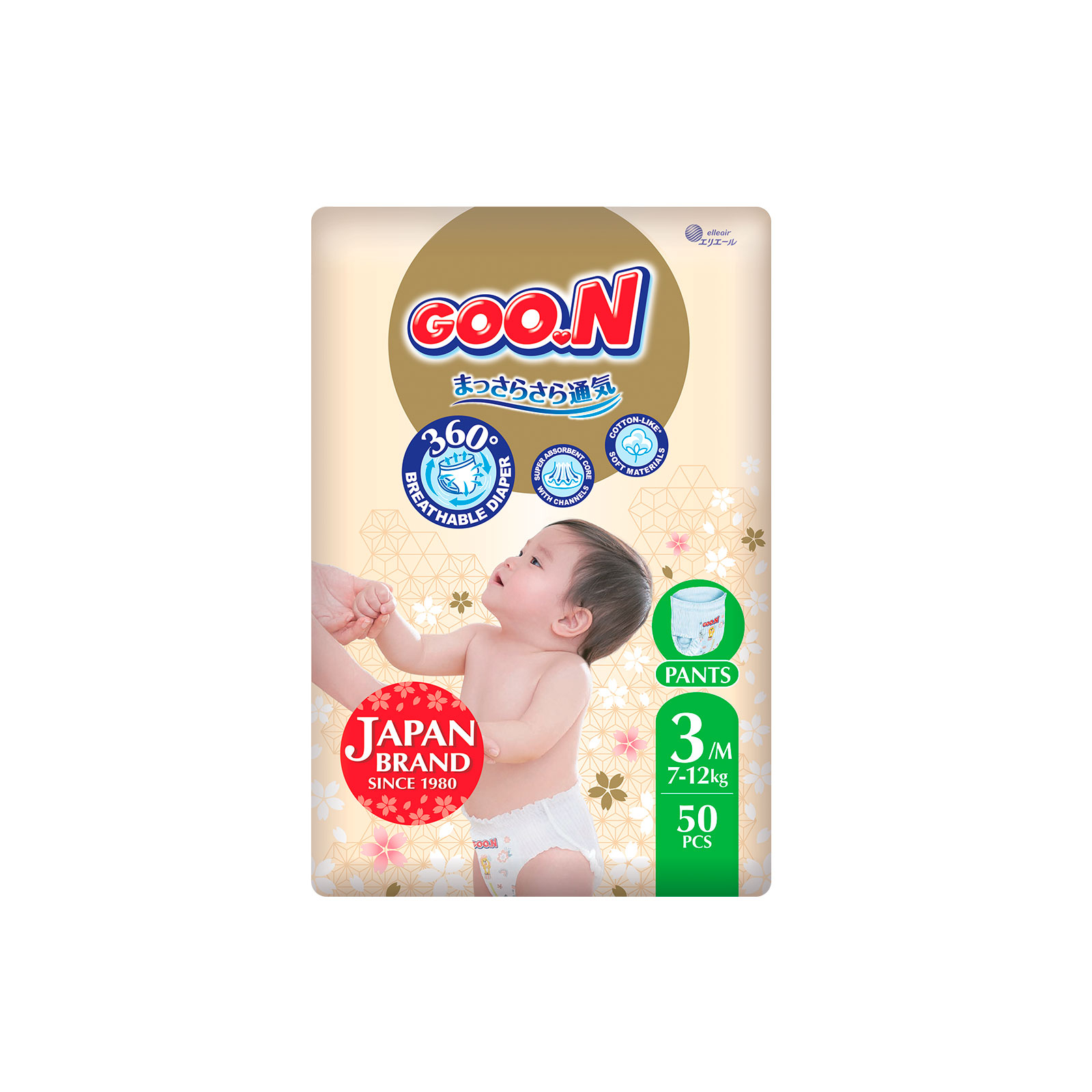 Подгузники GOO.N Premium Soft 7-12 кг Розмір 3 M 50 шт (F1010101-156)