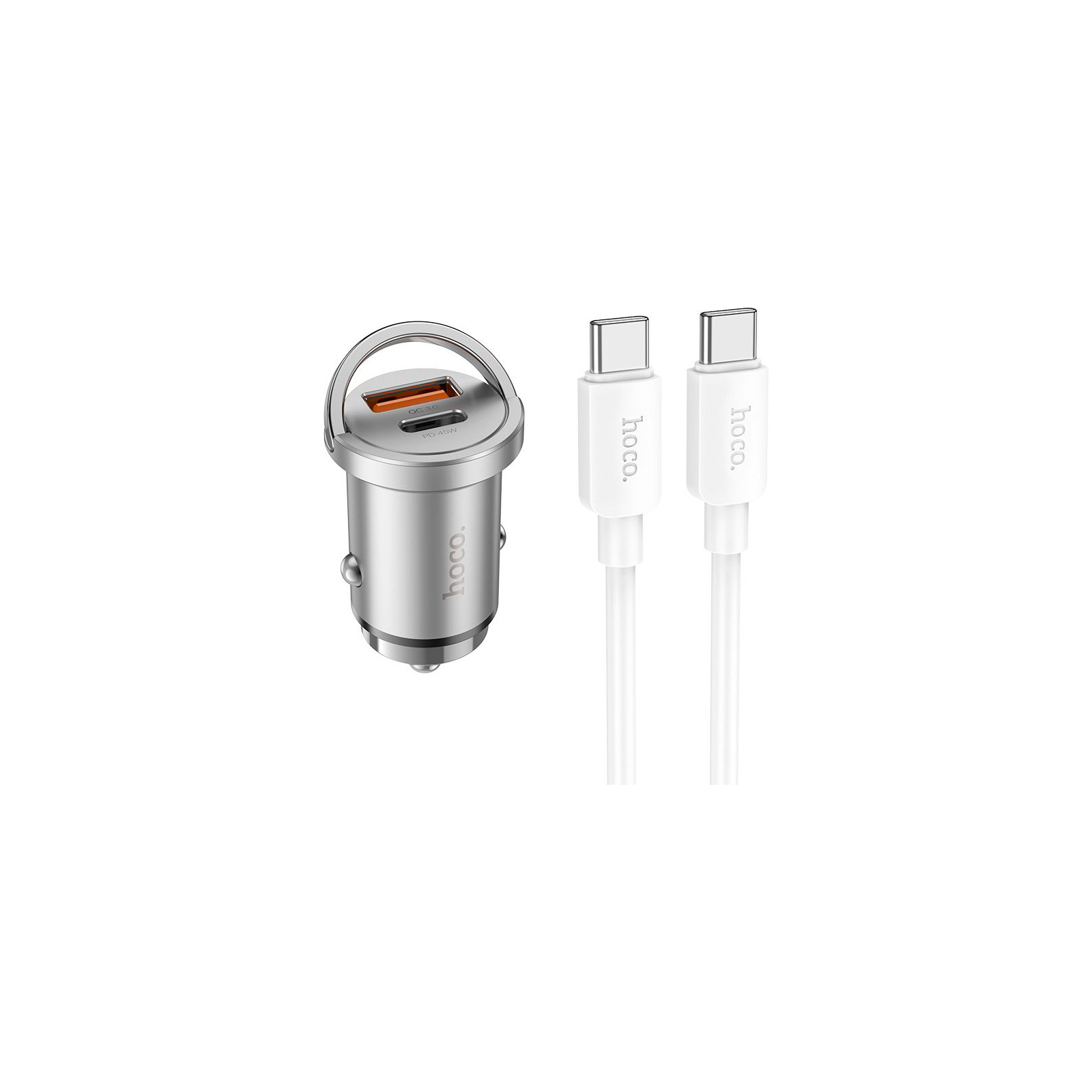 Зарядний пристрій HOCO NZ10 Handy USB-A/Type-C Silver (6942007601849) зображення 2