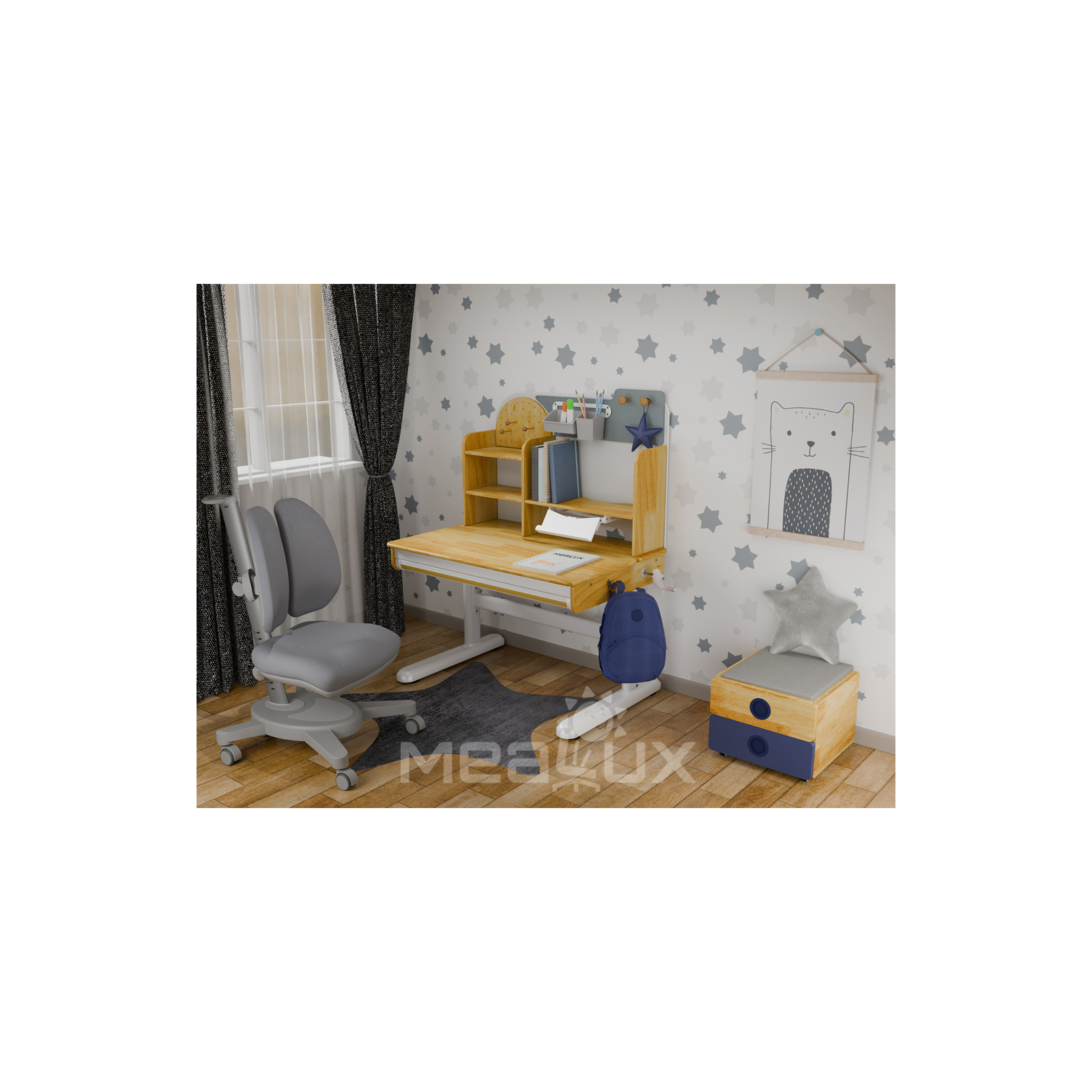 Парта с креслом Mealux Timberdesk S (парта+кресло+тумба) (BD-685 S+ box BD 920-2 BL+Y-115 G) изображение 2